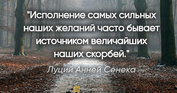 Луций Анней Сенека цитата: "Исполнение самых сильных наших желаний часто бывает источником..."