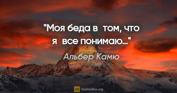 Альбер Камю цитата: "Моя беда в том, что я все понимаю…"