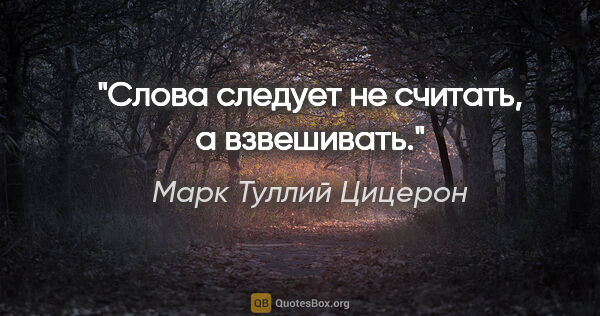 Марк Туллий Цицерон цитата: "Слова следует не считать, а взвешивать."