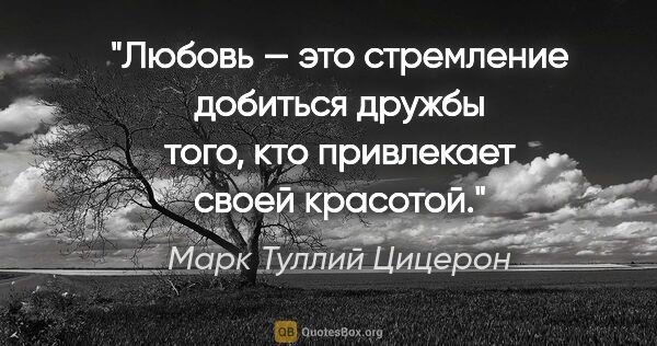 Марк Туллий Цицерон цитата: "Любовь — это стремление добиться дружбы того, кто привлекает..."