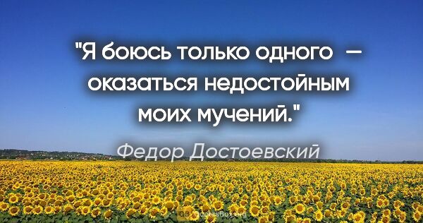 Федор Достоевский цитата: "Я боюсь только одного — оказаться недостойным моих мучений."