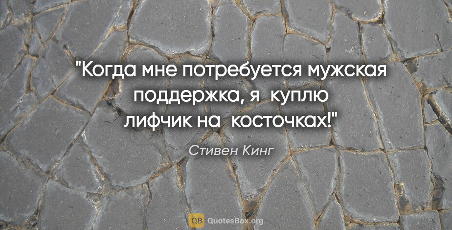 Стивен Кинг цитата: "Когда мне потребуется мужская поддержка, я куплю лифчик..."