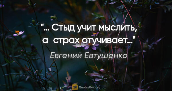 Евгений Евтушенко цитата: "… Стыд учит мыслить, а страх отучивает…"