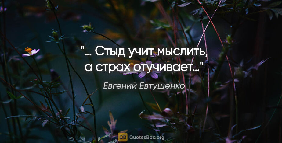 Евгений Евтушенко цитата: "… Стыд учит мыслить, а страх отучивает…"