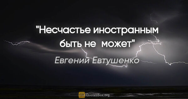 Евгений Евтушенко цитата: "Несчастье иностранным быть не может"
