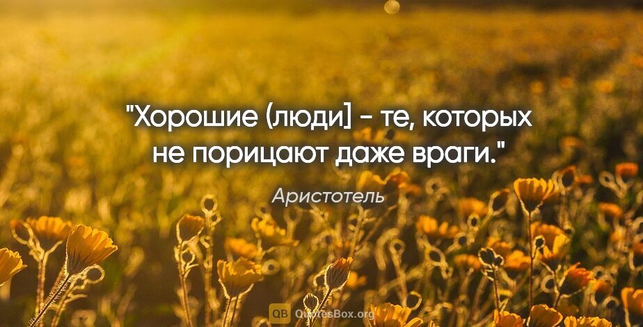 Аристотель цитата: "Хорошие (люди] - те, которых не порицают даже враги."