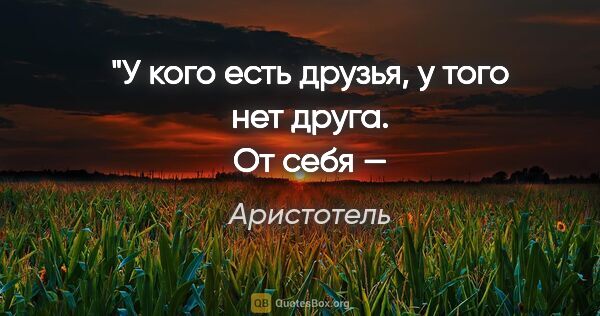 Аристотель цитата: "У кого есть друзья, у того нет друга.
От себя — чертовски..."