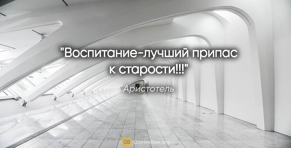 Аристотель цитата: "Воспитание-лучший припас к старости!!!"