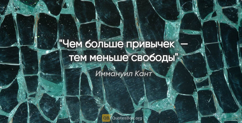 Иммануил Кант цитата: "Чем больше привычек — тем меньше свободы"