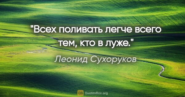 Леонид Сухоруков цитата: "Всех поливать легче всего тем, кто в луже."