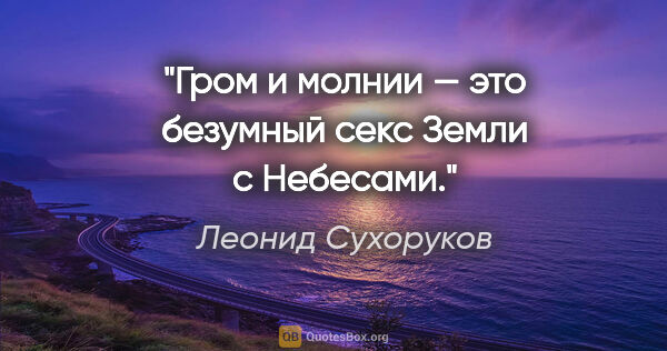 Леонид Сухоруков цитата: "Гром и молнии — это безумный секс Земли с Небесами."