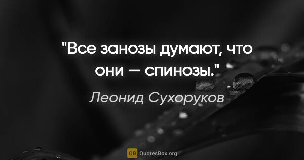 Леонид Сухоруков цитата: "Все занозы думают, что они — спинозы."