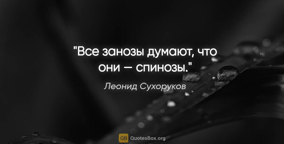 Леонид Сухоруков цитата: "Все занозы думают, что они — спинозы."