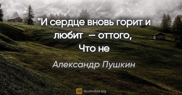 Александр Пушкин цитата: "И сердце вновь горит и любит — оттого, 
Что не любить оно не..."