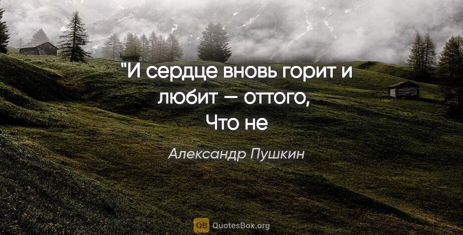Александр Пушкин цитата: "И сердце вновь горит и любит — оттого, 
Что не любить оно не..."