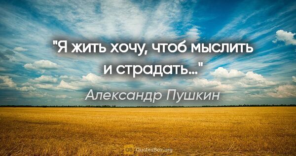 Александр Пушкин цитата: "Я жить хочу, чтоб мыслить и страдать…"