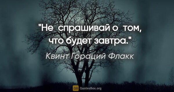 Квинт Гораций Флакк цитата: "Не спрашивай о том, что будет завтра."