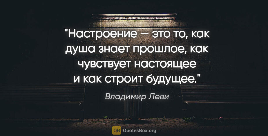 Владимир Леви цитата: "Настроение — это то, как душа знает прошлое, как чувствует..."