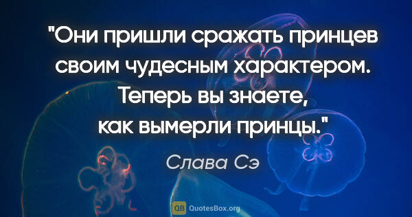 Слава Сэ цитата: "Они пришли сражать принцев своим чудесным характером. Теперь..."