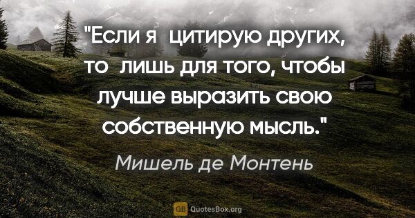 Мишель де Монтень цитата: "Если я цитирую других, то лишь для того, чтобы лучше выразить..."