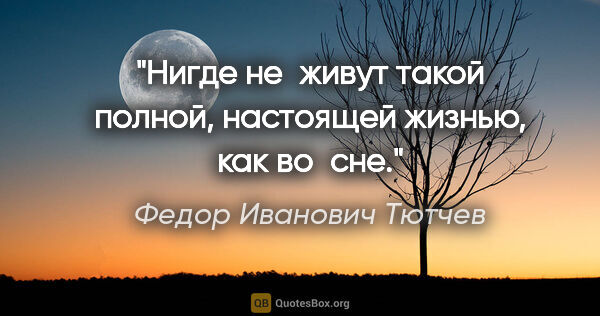 Федор Иванович Тютчев цитата: "Нигде не живут такой полной, настоящей жизнью, как во сне."