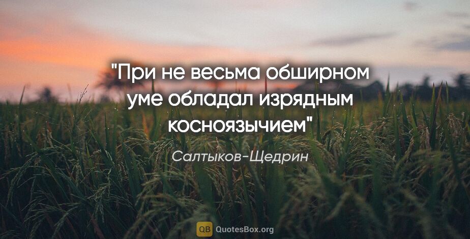 Салтыков-Щедрин цитата: "При не весьма обширном уме обладал изрядным косноязычием"