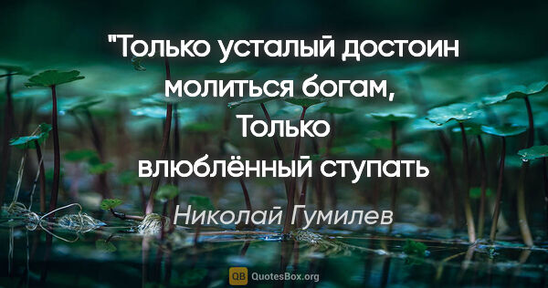 Николай Гумилев цитата: "Только усталый достоин молиться богам, 
Только влюблённый..."