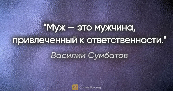 Василий Сумбатов цитата: "Муж — это мужчина, привлеченный к ответственности."