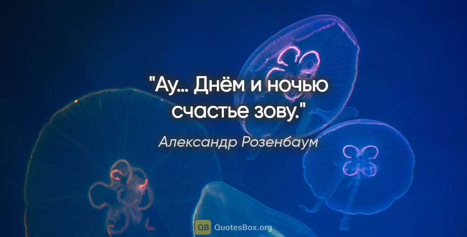 Александр Розенбаум цитата: "«Ау… Днём и ночью счастье зову»."