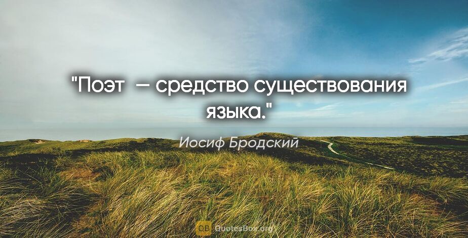 Иосиф Бродский цитата: "Поэт — средство существования языка."