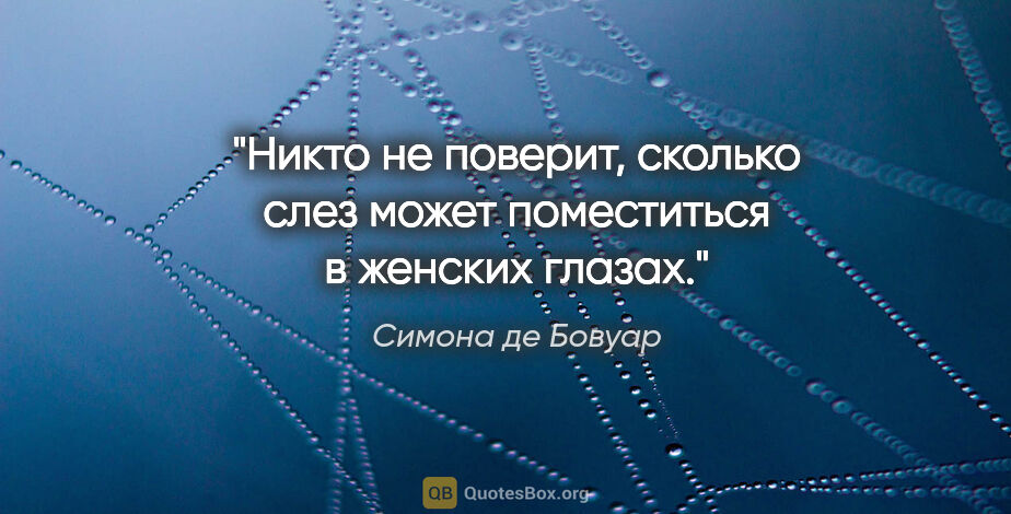 Симона де Бовуар цитата: "Никто не поверит, сколько слез может поместиться в женских..."