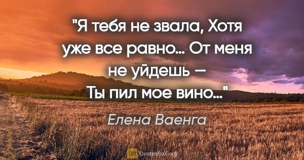 Елена Ваенга цитата: "Я тебя не звала,
Хотя уже все равно…
От меня..."