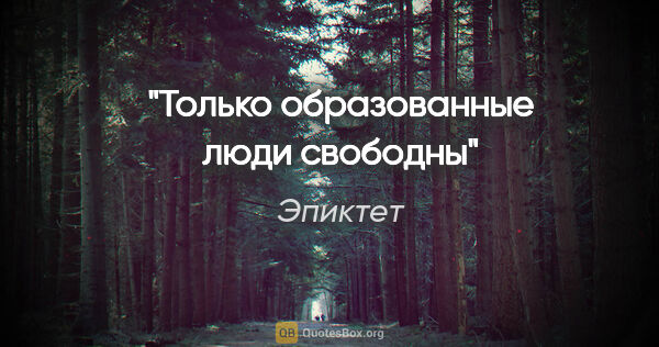 Эпиктет цитата: "Только образованные люди свободны"