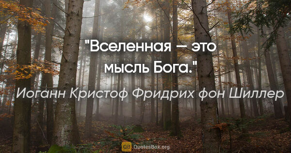 Иоганн Кристоф Фридрих фон Шиллер цитата: "Вселенная — это мысль Бога."