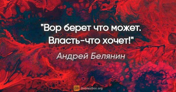 Андрей Белянин цитата: "Вор берет что может. Власть-что хочет!"