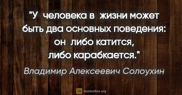 Владимир Алексеевич Солоухин цитата: "У человека в жизни может быть два основных поведения: он либо..."