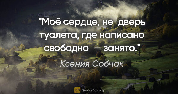 Ксения Собчак цитата: "Моё сердце, не дверь туалета, где написано «свободно — занято»."