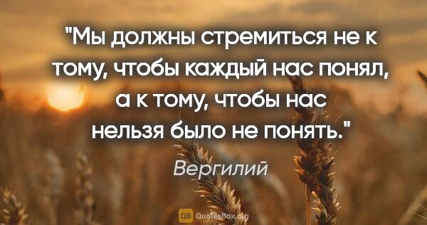 Вергилий цитата: "Мы должны стремиться не к тому, чтобы каждый нас понял, а к..."