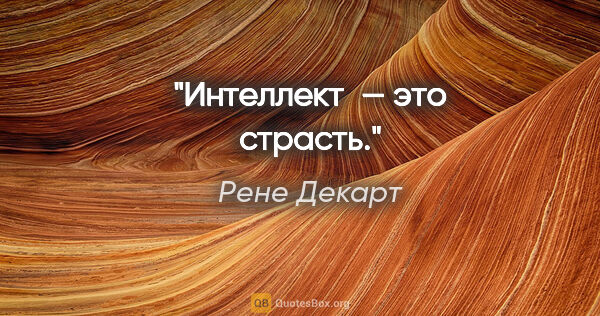 Рене Декарт цитата: "Интеллект — это страсть."