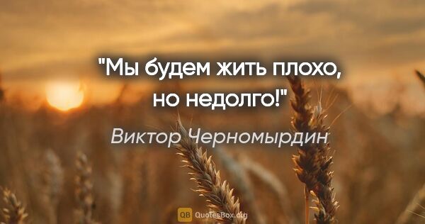 Виктор Черномырдин цитата: "Мы будем жить плохо, но недолго!"