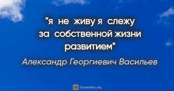 Александр Георгиевич Васильев цитата: "я не живу я слежу за собственной жизни развитием"