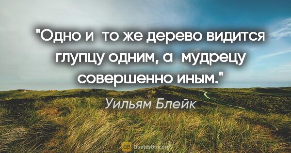 Уильям Блейк цитата: "Одно и то же дерево видится глупцу одним, а мудрецу совершенно..."