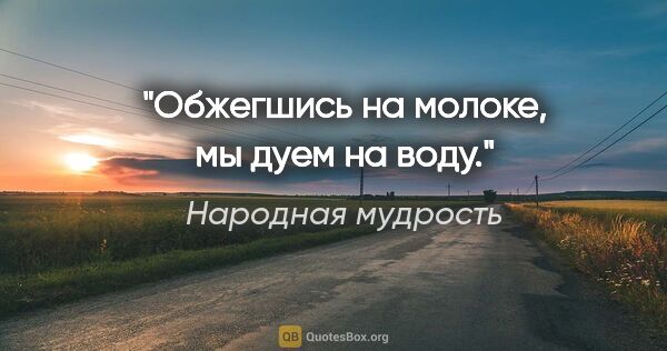 Народная мудрость цитата: "Обжегшись на молоке, мы дуем на воду."