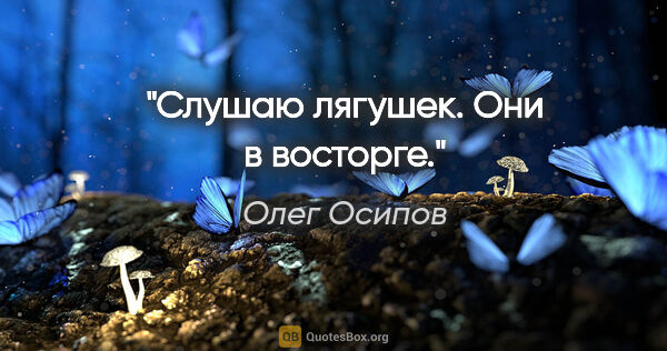 Олег Осипов цитата: "Слушаю лягушек.

Они в восторге."