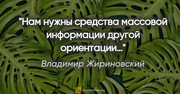 Владимир Жириновский цитата: "Нам нужны средства массовой информации другой ориентации…"