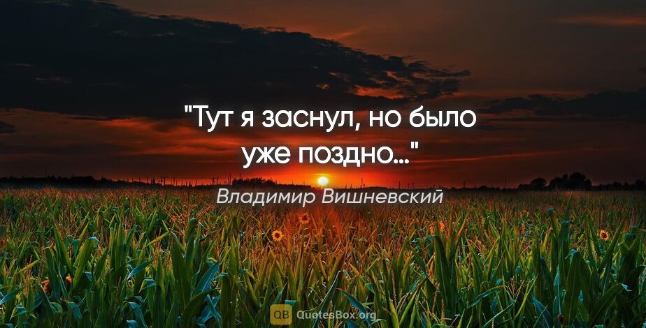 Владимир Вишневский цитата: "Тут я заснул, но было уже поздно…"