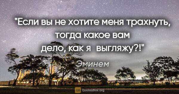 Эминем цитата: "Если вы не хотите меня трахнуть, тогда какое вам дело, как..."