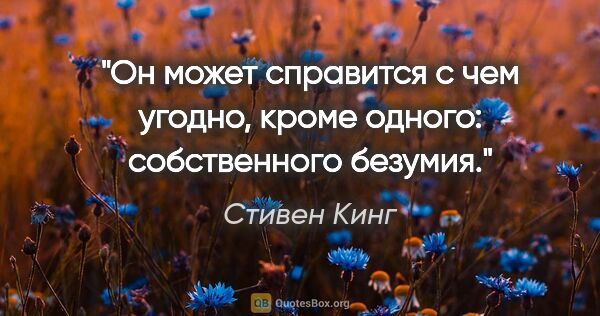 Стивен Кинг цитата: "Он может справится с чем угодно, кроме одного: собственного..."