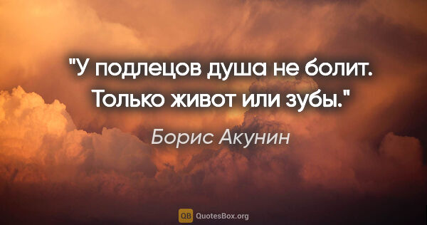 Борис Акунин цитата: "У подлецов душа не болит. Только живот или зубы."
