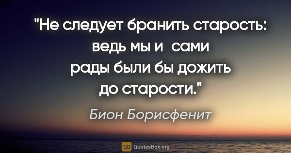 Бион Борисфенит цитата: "Не следует бранить старость: ведь мы и сами рады были бы..."